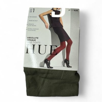 HUE Womens Absolute Opaque Luxe Tights Size 1 Army Green 1 Pair Pack New